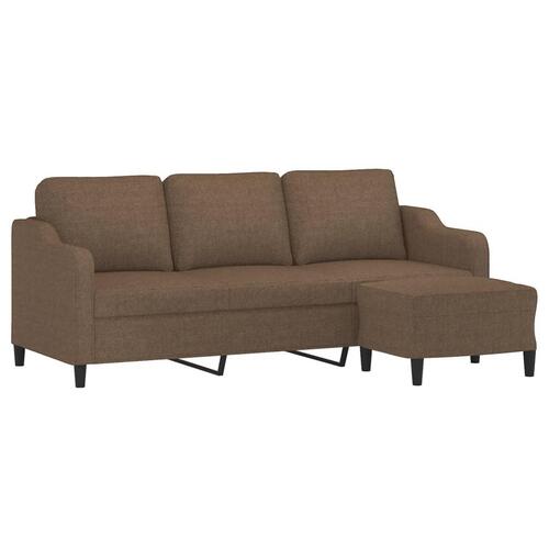 3-personers sofa med fodskammel 180 cm stof Brun
