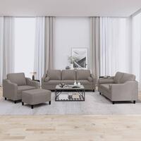 Sofasæt 4 dele med puder stof gråbrun