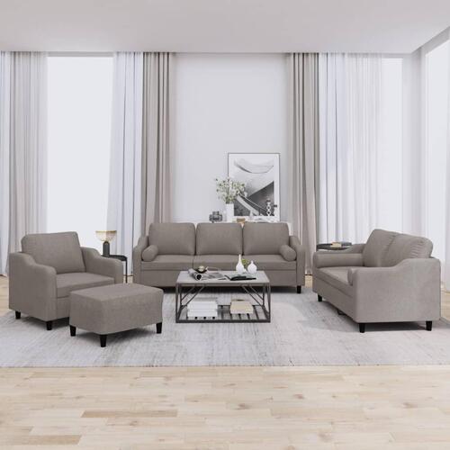 Sofasæt 4 dele med puder stof gråbrun