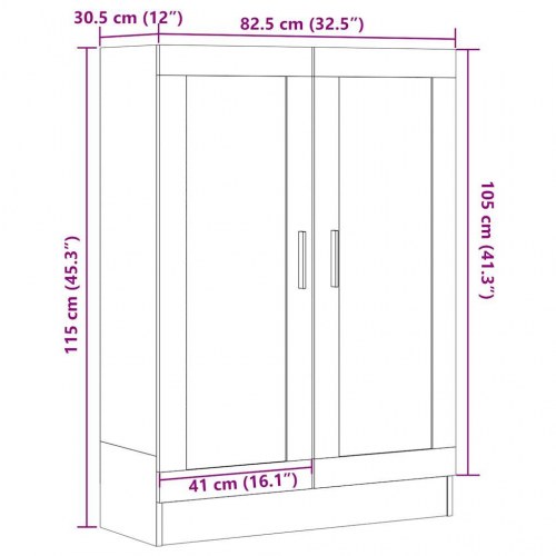 Bogskab med glaslåger - 82,5×30,5×115 cm, konstrueret træ i antikt træ