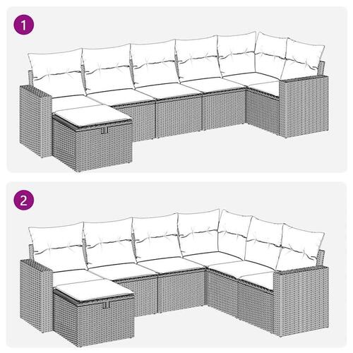Sofasæt til haven 7 dele med hynder polyrattan sort