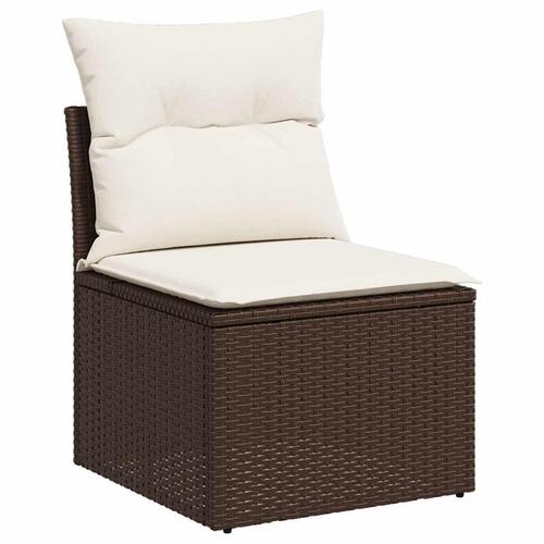 Sofasæt til haven 7 dele med hynder polyrattan brun