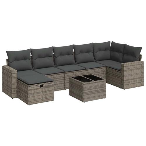 Sofasæt til haven 8 dele med hynder polyrattan grå