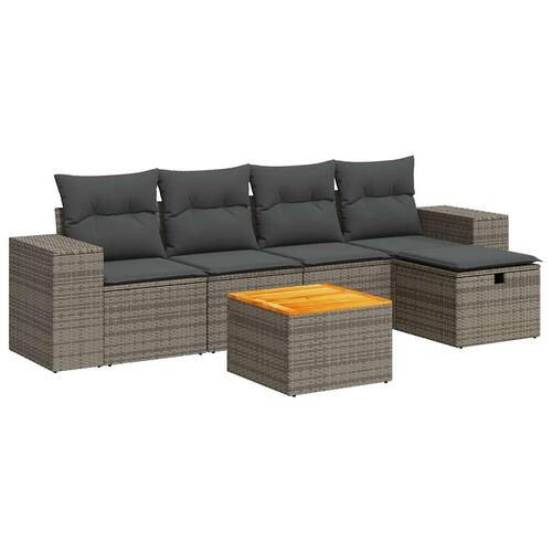 Sofasæt til haven 6 dele med hynder polyrattan grå