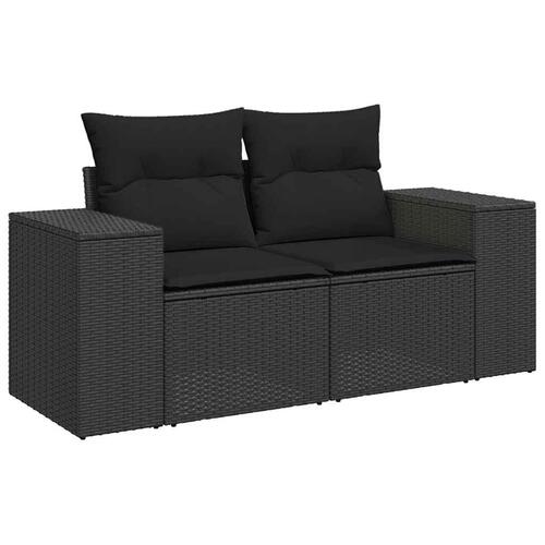 Sofasæt til haven 6 dele med hynder polyrattan sort