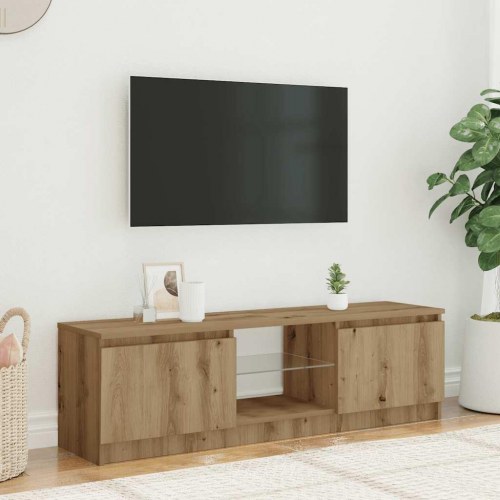 Tv-bord med LED-lys - 120×30×36 cm i konstrueret træ, kunsteg