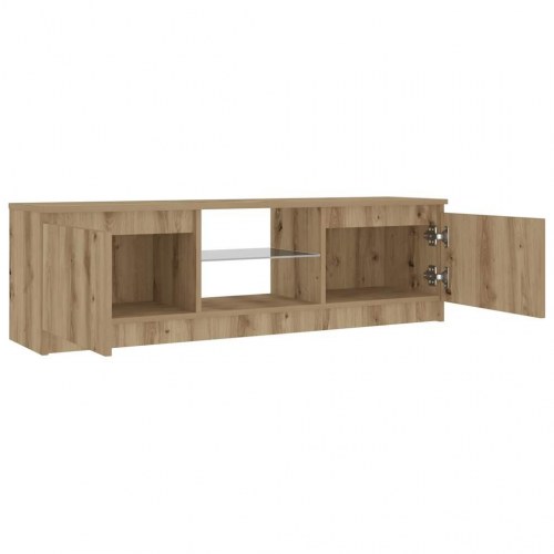 Tv-bord med LED-lys - 120×30×36 cm i konstrueret træ, kunsteg