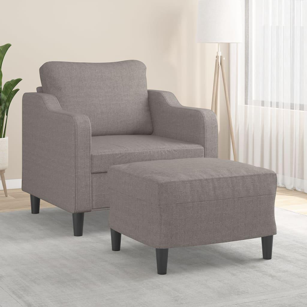 Sofastol med fodskammel 60 cm stof Gråbrun