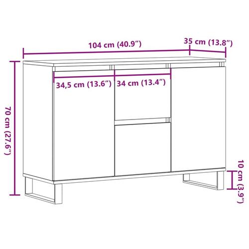 Skænk 104x35x70 cm konstrueret træ gammelt trælook