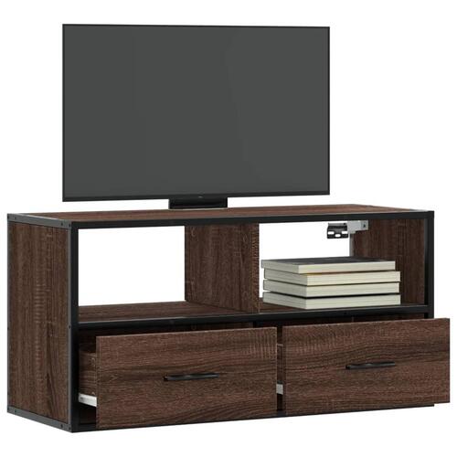 Tv-bord 80x31x39,5 cm konstrueret træ og metal brunt eg
