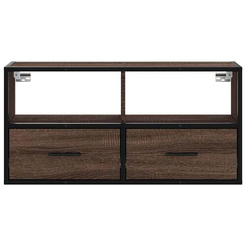 Tv-bord 80x31x39,5 cm konstrueret træ og metal brunt eg