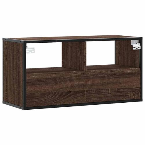 Tv-bord 80x31x39,5 cm konstrueret træ og metal brunt eg
