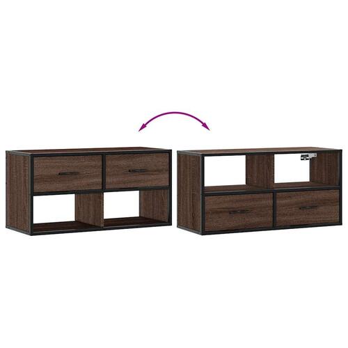 Tv-bord 80x31x39,5 cm konstrueret træ og metal brunt eg