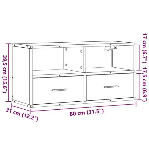 Tv-bord 80x31x39,5 cm konstrueret træ og metal brunt eg