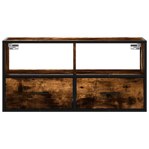 Tv-bord 80x31x39,5 cm konstrueret træ og metal røget egetræ