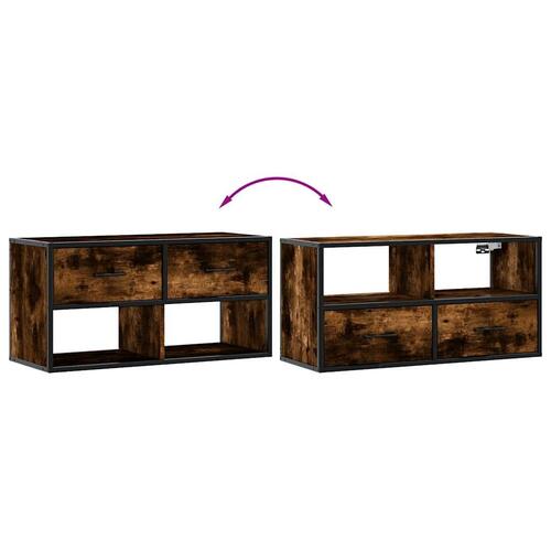 Tv-bord 80x31x39,5 cm konstrueret træ og metal røget egetræ