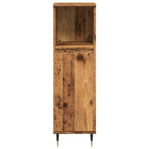 Badeværelsesskab 30x30x100 cm konstrueret træ gammelt trælook