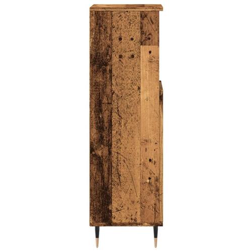 Badeværelsesskab 30x30x100 cm konstrueret træ gammelt trælook