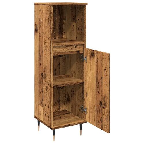 Badeværelsesskab 30x30x100 cm konstrueret træ gammelt trælook