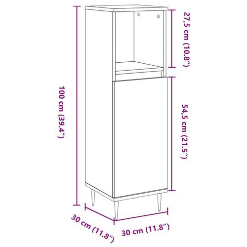 Badeværelsesskab 30x30x100 cm konstrueret træ gammelt trælook