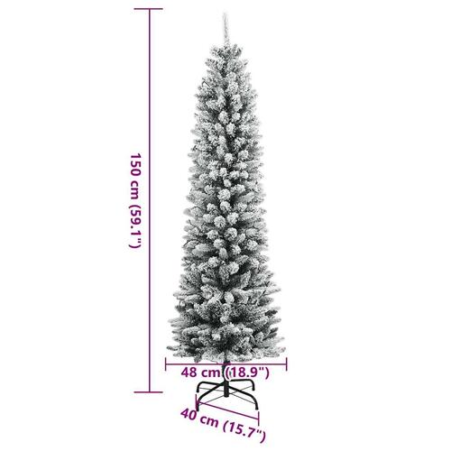 Kunstigt juletræ med sne og 150 LED'er 150 cm