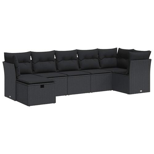 Sofasæt til haven 7 dele med hynder polyrattan sort