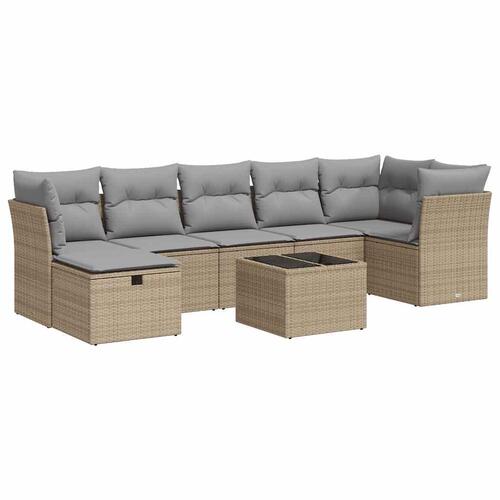 Sofasæt til haven 8 dele med hynder polyrattan beige