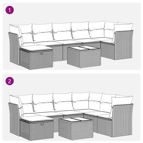Sofasæt til haven 8 dele med hynder polyrattan beige