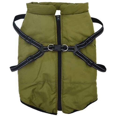 Hundefrakke med sele Vandtæt Reflekterende armygrøn 4XL