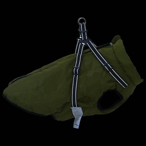 Hundefrakke med sele Vandtæt Reflekterende armygrøn 4XL