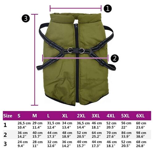 Hundefrakke med sele Vandtæt Reflekterende armygrøn 4XL