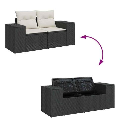 Sofasæt til haven 6 dele med hynder polyrattan sort