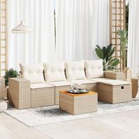 Sofasæt til haven 6 dele med hynder polyrattan beige
