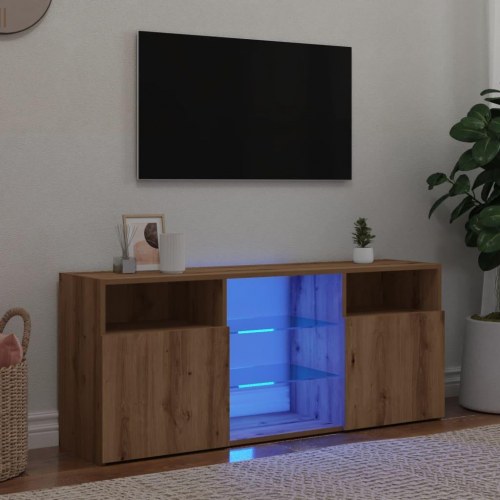 Tv-bord med LED-lys - 120×30×50 cm i konstrueret træ, kunsteg
