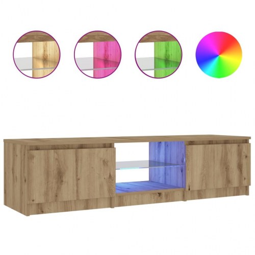 Tv-bord med LED-lys - 140×40×36 cm i konstrueret træ, kunsteg