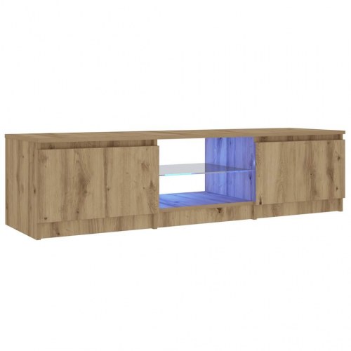 Tv-bord med LED-lys - 140×40×36 cm i konstrueret træ, kunsteg