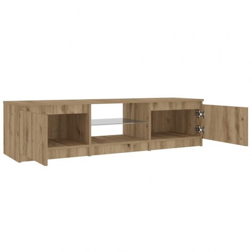 Tv-bord med LED-lys - 140×40×36 cm i konstrueret træ, kunsteg