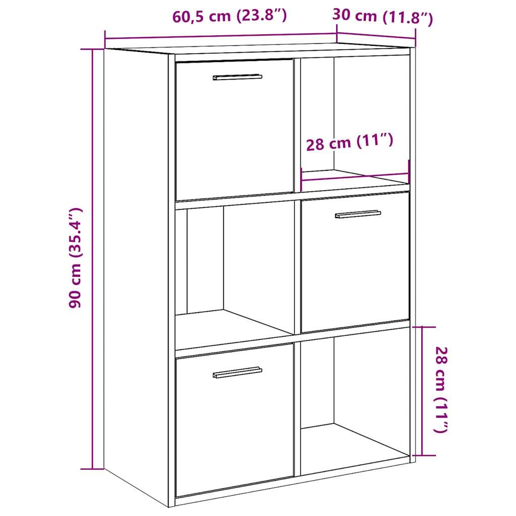 Bogreol 60,5x30x90 cm konstrueret træ kunsteg