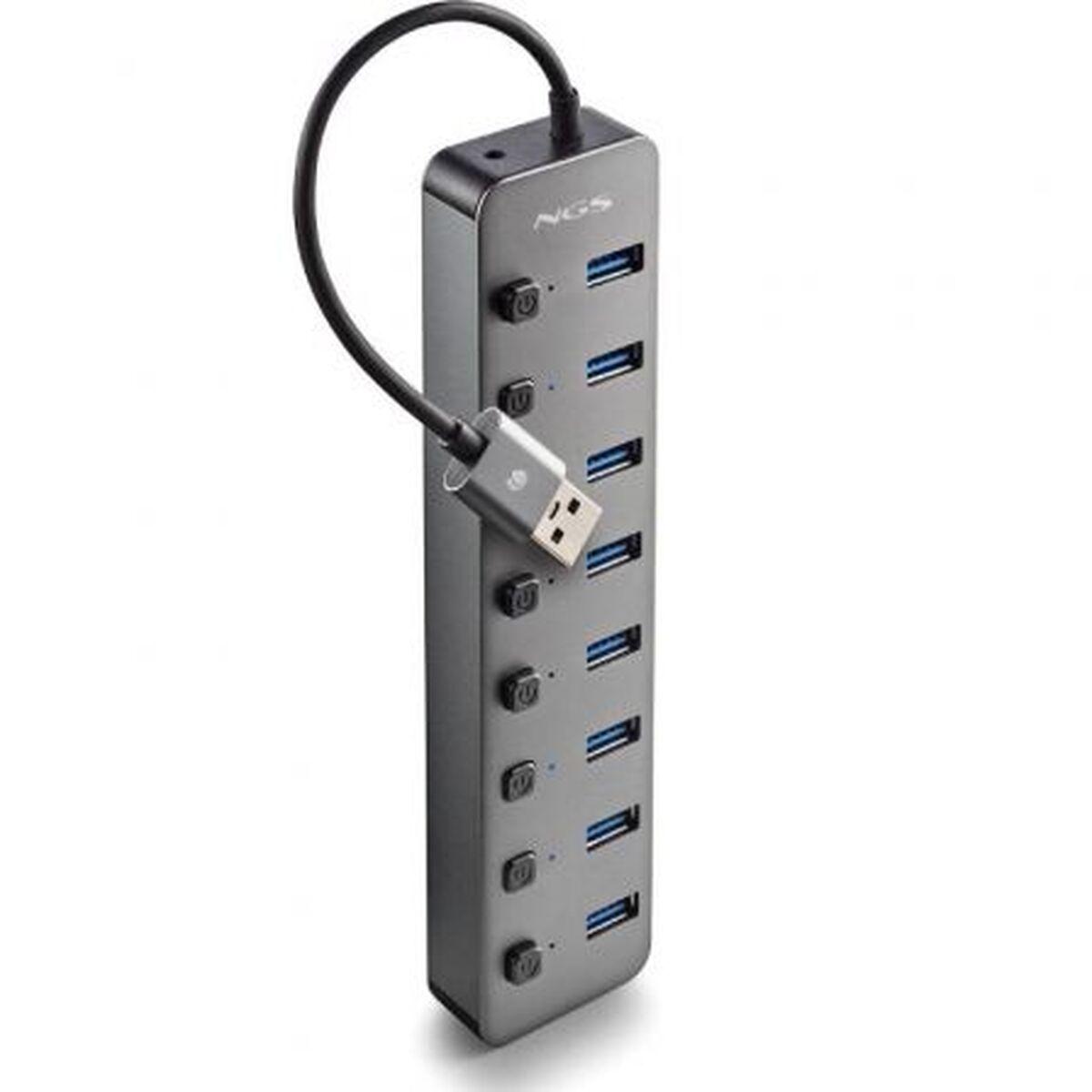 NGS IHUB8 USB-adapter med 8 porte - grå