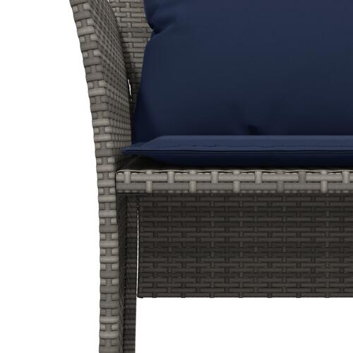Havestol med fodskammel polyrattan grå