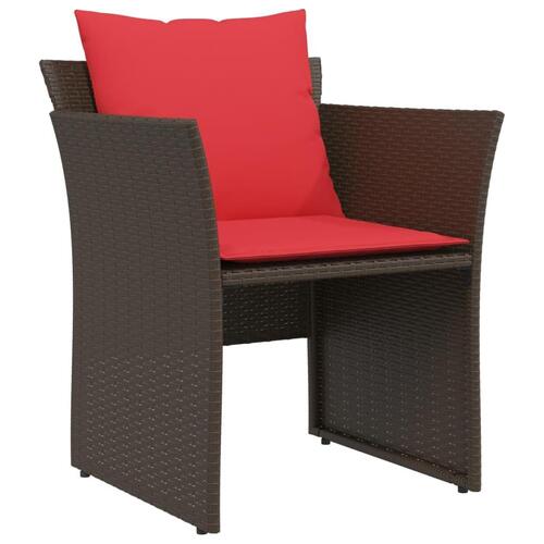 Havestol med fodskammel polyrattan brun