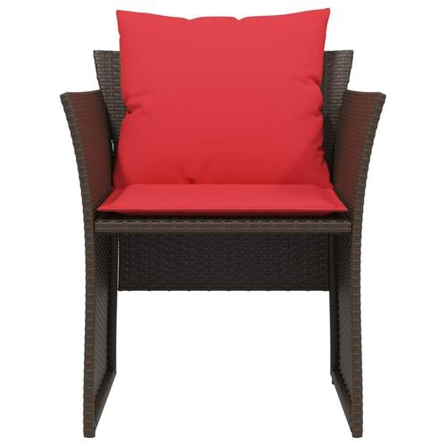 Havestol med fodskammel polyrattan brun