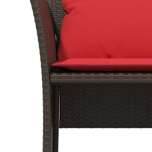 Havestol med fodskammel polyrattan brun