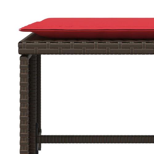Havestol med fodskammel polyrattan brun