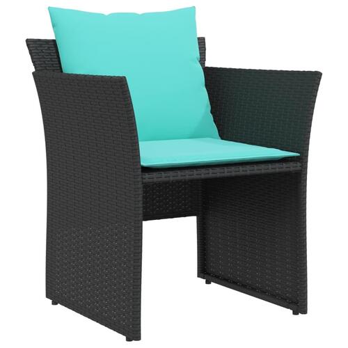 Havestol med fodskammel polyrattan sort