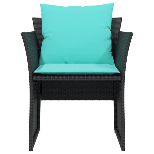 Havestol med fodskammel polyrattan sort