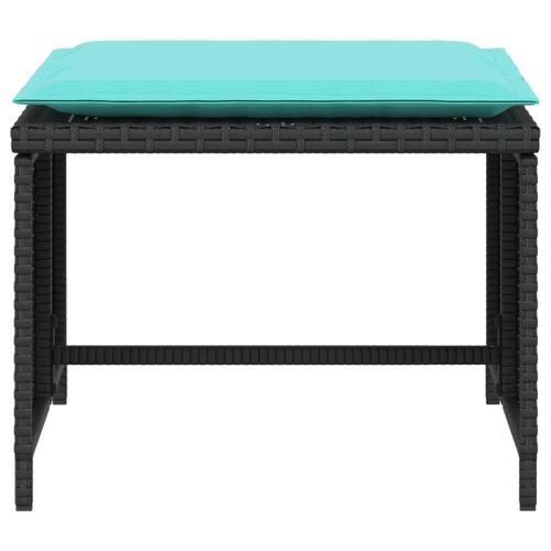 Havestol med fodskammel polyrattan sort