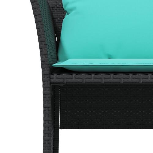Havestol med fodskammel polyrattan sort