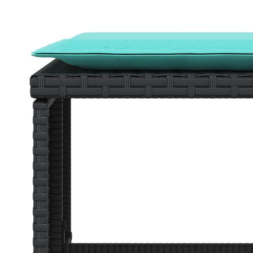 Havestol med fodskammel polyrattan sort