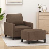 Sofastol med fodskammel 60 cm stof Brun